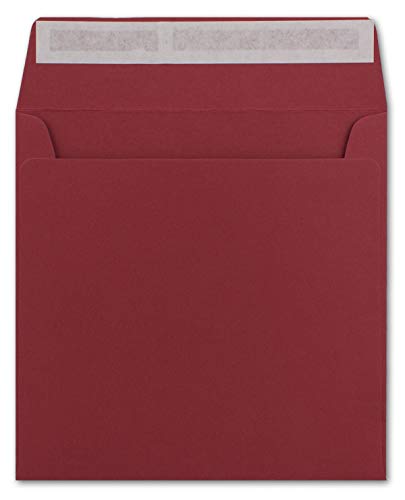 1000 Quadratische Brief-Umschläge Dunkel-Rot - 15,5 x 15,5 cm - 120 g/m² Haftklebung stabile Kuverts ohne Fenster - von Ihrem Glüxx-Agent von Glüxx-Agent
