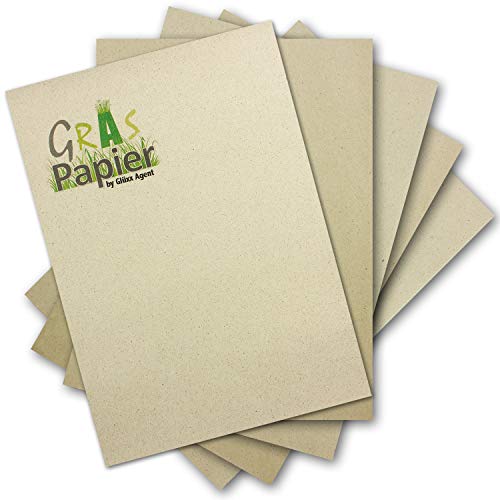 100x ÖKO Briefpapier aus Graspapier DIN A4 - Recycling Papier 100 g/m² - Umwelt Bastelpapier für Einladungen oder Menükarte - Glüxx Agent von Glüxx Agent