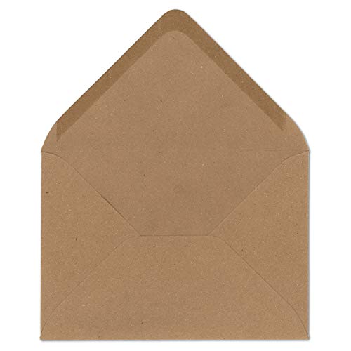 150 DIN C6 Briefumschläge Kraftpapier Braun - 11,4 x 16,2 cm - 120 g/m² Nassklebung Brief-Hüllen ohne Fenster für Einladungen von Ihrem Glüxx-Agent von Glüxx Agent