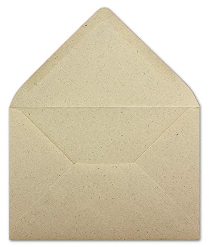 150 DIN C6 Briefumschläge Kraftpapier Ökopapier Umweltpapier aus Graspapier - 11,4 x 16,2 cm - 120 g/m² - Nassklebung Umschläge ohne Fenster - Glüxx-Agent von Glüxx-Agent