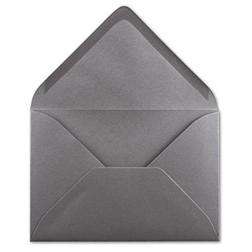 200 DIN B6 Briefumschläge Graphit-Grau - 12,5 x 17,5 cm - 80 g/m² Nassklebung Post-Umschläge ohne Fenster für Einladungen - Serie Colours-4-you von Glüxx-Agent