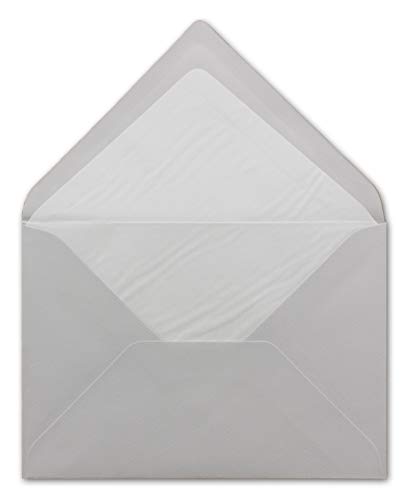 200 DIN B6 Briefumschläge Hellgrau mit weißem Seidenfutter - 12,5 x 17,6 cm - 100 g/m² Nassklebung gerippte Umschläge ohne Fenster von Ihrem Glüxx-Agent von Glüxx-Agent