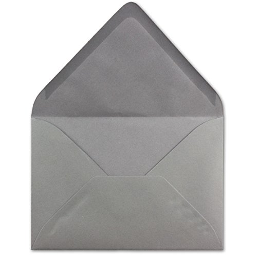 200 DIN C6 Briefumschläge Grau - 11,4 x 16,2 cm - 120 g/m² Nassklebung Brief-Hüllen ohne Fenster für Einladungen von Ihrem Glüxx-Agent von Glüxx Agent