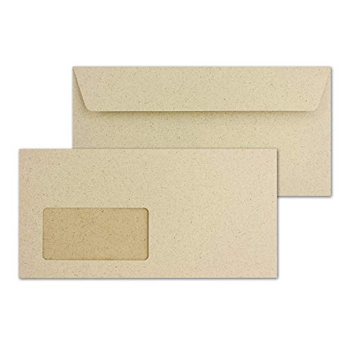 200 DIN Lang Brief-Umschläge aus Graspapier mit Fenster - 11 x 22 cm - 120 g/m² - Haftklebung - absolut blickdicht - Ökopapier Umweltpapier - Glüxx-Agent 200 DIN Lang Brief-Umschläge aus Graspapier mit Fenster - 11 x 22 cm - 120 g/m² - Haftklebung - absolut blickdicht - Ökopapier Umweltpapier - Glüxx-Agent von Glüxx-Agent