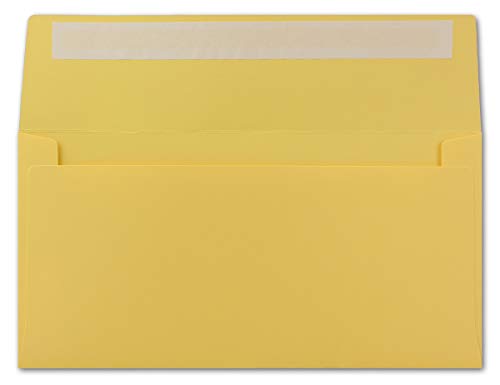 25 DIN Lang Brief-Umschläge Honig-Gelb - 11 x 22 cm - 120 g/m² Haftklebung Standard Brief-Kuverts für Taufe & Einladungen von Ihrem Glüxx-Agent von Glüxx-Agent