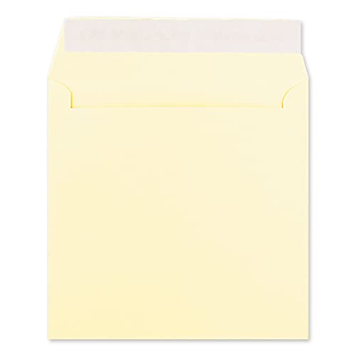 25 Quadratische Brief-Umschläge Vanille (Creme) - 15,5 x 15,5 cm - 120 g/m² Haftklebung stabile Kuverts ohne Fenster - von Ihrem Glüxx-Agent von Glüxx-Agent