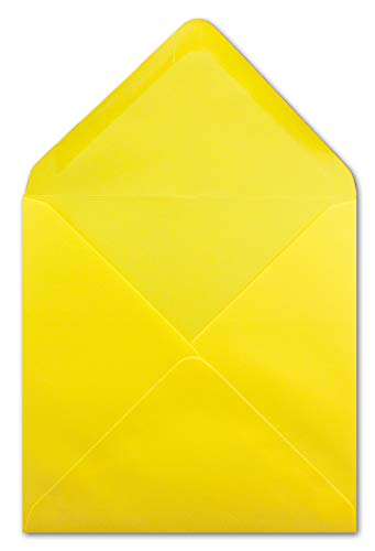 25 Quadratische Briefumschläge Gelb - 15,5 x 15,5 cm - 100 g/m² Nassklebung spitze Klappe - aus der Serie Colours-4-you - Glüxx-Agent von Glüxx Agent
