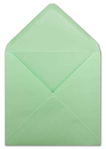 25 Quadratische Briefumschläge Mintgrün - 15,5 x 15,5 cm - 100 g/m² Nassklebung spitze Klappe - aus der Serie Colours-4-you - Glüxx-Agent von Glüxx Agent