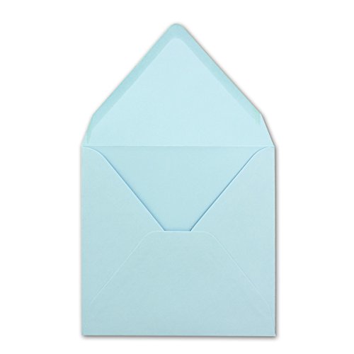 25 Stück Briefumschläge Hellblau - Quadratisch 14 x 14 cm - Nassklebung - Spitze Verschlussklappe - ideal für Weihnachten, Hochzeit & Einladungen - Glüxx-Agent von Glüxx-Agent