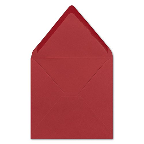 25 Stück Briefumschläge in Rot - Quadratisch 14 x 14 cm - Nassklebung - Spitze Verschlussklappe - ideal für Weihnachten, Hochzeit & Einladungen - Glüxx-Agent von Glüxx-Agent