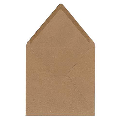 250 Quadratische Brief-umschläge Kraft-papier Vintage Braun Recycling - 14 x 14 cm - 120 g/m² Nassklebung ohne Fenster - Marke Glüxx-Agent von Glüxx-Agent