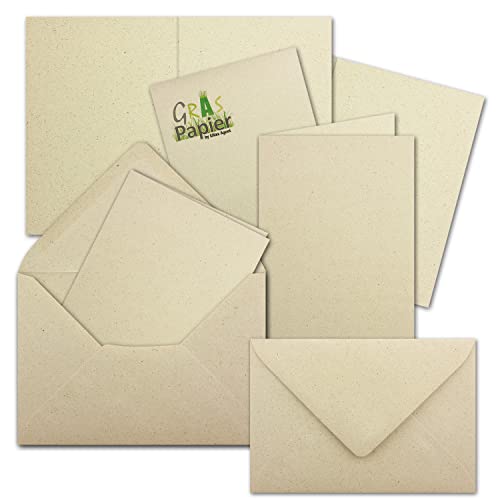25x ÖKO Doppelkarten DIN A6 mit Briefumschlägen DIN C6 aus Graspapier - Recycling Papier 280 g/m² - Umwelt Bastelkarten für Einladungen und Grusskarten - Glüxx Agent 25x ÖKO Doppelkarten DIN A6 mit Briefumschlägen DIN C6 aus Graspapier - Recycling Papier 280 g/m² - Umwelt Bastelkarten für Einladungen und Grusskarten - Glüxx Agent von Glüxx Agent