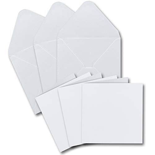 30 Klapp-Karten Set Quadratisch in Weiß - 13,5x13,5 cm - 240 g/m² mit Brief-Umschlägen quadratisch - 14x14 cm - 90 g/m² Nassklebung von Glüxx-Agent