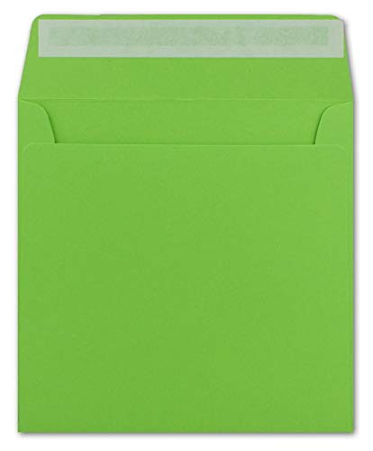 300 Quadratische Brief-Umschläge Hell-Grün - 15,5 x 15,5 cm - 120 g/m² Haftklebung stabile Kuverts ohne Fenster - von Ihrem Glüxx-Agent von Glüxx-Agent