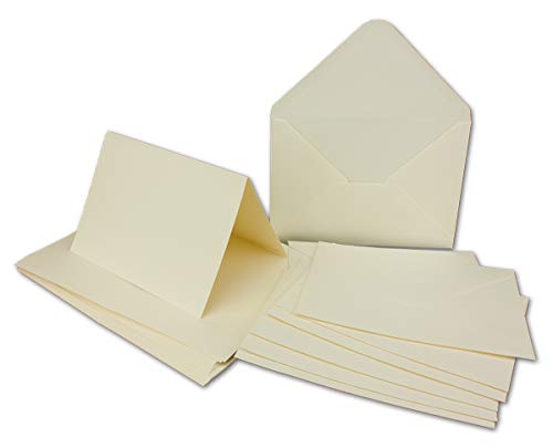 40 x Doppelkarten – Umschlag - Set DIN A6/C6 - creme-weiß – Karte DIN A 6-10,5 x 14,8 cm - 240 g/m² mit Brief-Umschlägen DIN C6-11,3 x 16,0 cm - 120 g/m² Nassklebung von Glüxx-Agent