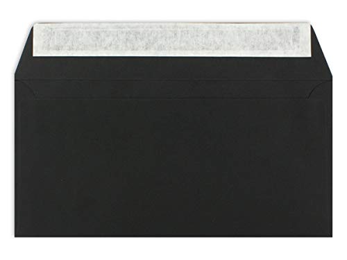 400 DIN Lang Brief-Umschläge Schwarz - 11 x 22 cm - 120 g/m² Haftklebung Standard Brief-Kuverts für Taufe & Einladungen von Ihrem Glüxx-Agent von Glüxx-Agent