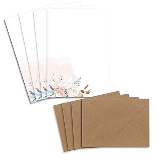 50 Briefpapier-Sets DIN A5 - Naturpapier in Creme mit Trockenblumen - mit Briefumschlägen DIN C6 in Sandbraun Briefbogen bedruckbar ideal für Hochzeitseinladungen 50 Briefpapier-Sets DIN A5 - Naturpapier in Creme mit Trockenblumen - mit Briefumschlägen DIN C6 in Sandbraun Briefbogen bedruckbar ideal für Hochzeitseinladungen von Glüxx Agent