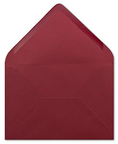 50 DIN B6 Briefumschläge Dunkelrot mit gerippter Struktur 12,5 x 17,5 cm 100 g/m² Nassklebung für Weihnachtskarten, Grußkarten, Einladungen von Glüxx-Agent