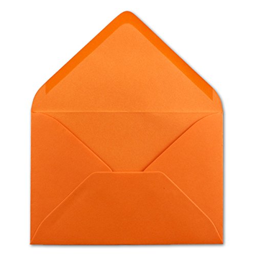 50 DIN B6 Briefumschläge Orange - 12,5 x 17,5 cm - 80 g/m² Nassklebung Post-Umschläge ohne Fenster für Einladungen - Serie Colours-4-you von Glüxx-Agent