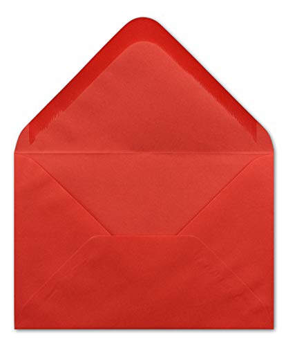 50 DIN B6 Briefumschläge Rot - 12,0 x 17,5 cm - 90 g/m² Nassklebung Post-Umschläge ohne Fenster für Hochzeit, Weihnachten & Einladungskarten von Glüxx-Agent
