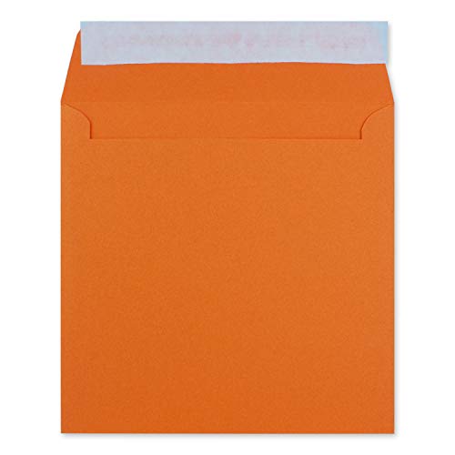 50 Quadratische Brief-Umschläge Orange - 15,5 x 15,5 cm - 120 g/m² Haftklebung stabile Kuverts ohne Fenster - von Ihrem Glüxx-Agent von Glüxx-Agent
