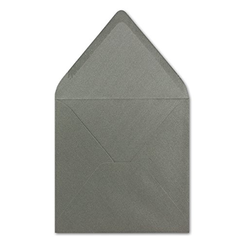 50 Stück Briefumschläge Silber-Metallic - Quadratisch 14 x 14 cm - Nassklebung - Spitze Verschlussklappe - ideal für Weihnachten, Hochzeit & Einladungen - Glüxx-Agent von Glüxx-Agent