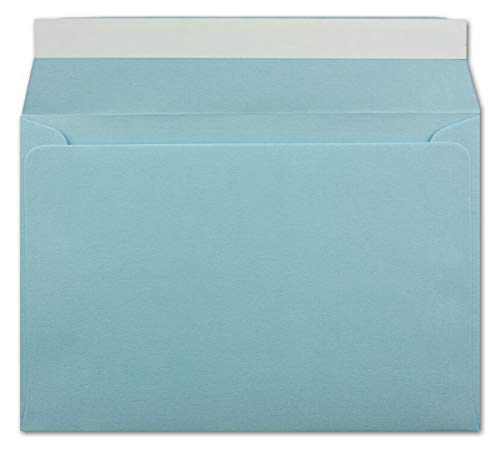 50 gerippte Briefumschläge DIN C6 Hellblau - 11,4 x 16,2 cm - 100 g/m² Post-umschlag ohne Fenster Haftklebung mit Abziehstreifen - Colours-4-You von Glüxx Agent