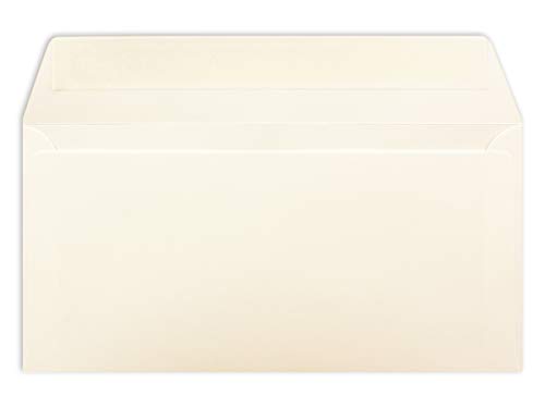 500 DIN Lang Brief-Umschläge Creme - 11 x 22 cm - 120 g/m² Haftklebung Standard Brief-Kuverts für Taufe & Einladungen von Ihrem Glüxx-Agent von Glüxx-Agent