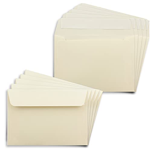 50x Briefumschläge DIN C6 in Beige (Creme) mit Haftklebung - 11,4 x 16,2 cm - 120 g/m² - Briefkuvert ideal für Briefe und Einladungen von Glüxx-Agent