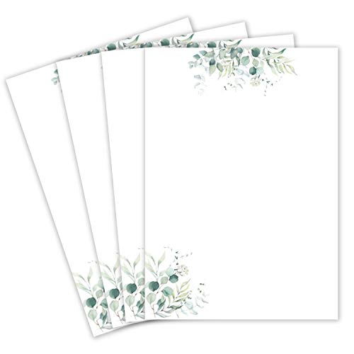 75 Briefbogen DIN A4 - Naturpapier in Creme mit Eukalyptus-Zweigen - 120 g/m² - 21,0 x 29,7 cm Briefpapier bedruckbar zum selbst Beschreiben ideal für Einladungen zu Hochzeit und Geburtstag 75 Briefbogen DIN A4 - Naturpapier in Creme mit Eukalyptus-Zweigen - 120 g/m² - 21,0 x 29,7 cm Briefpapier bedruckbar zum selbst Beschreiben ideal für Einladungen zu Hochzeit und Geburtstag von Glüxx Agent