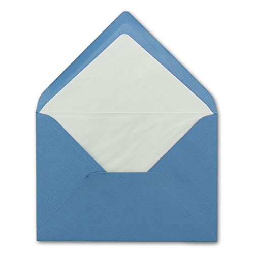 75 DIN B6 Briefumschläge Blau mit weißem Seidenfutter - 12,5 x 17,6 cm - 100 g/m² Nassklebung gerippte Umschläge ohne Fenster von Ihrem Glüxx-Agent von Glüxx-Agent