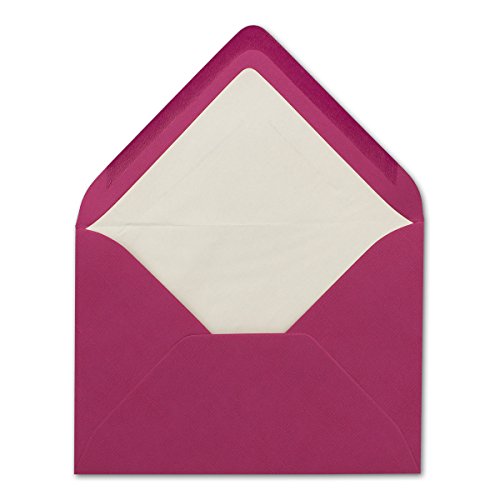 75 DIN B6 Briefumschläge Pink mit weißem Seidenfutter - 12,5 x 17,6 cm - 110 g/m² Nassklebung Matt ohne Fenster von Ihrem Glüxx-Agent von Glüxx-Agent