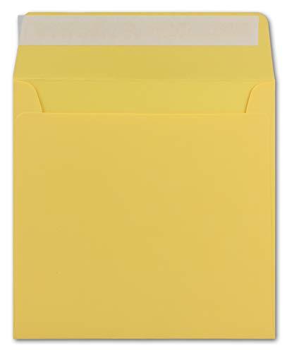 75 Quadratische Brief-Umschläge Honig-Gelb - 15,5 x 15,5 cm - 120 g/m² Haftklebung stabile Kuverts ohne Fenster - von Ihrem Glüxx-Agent von Glüxx-Agent