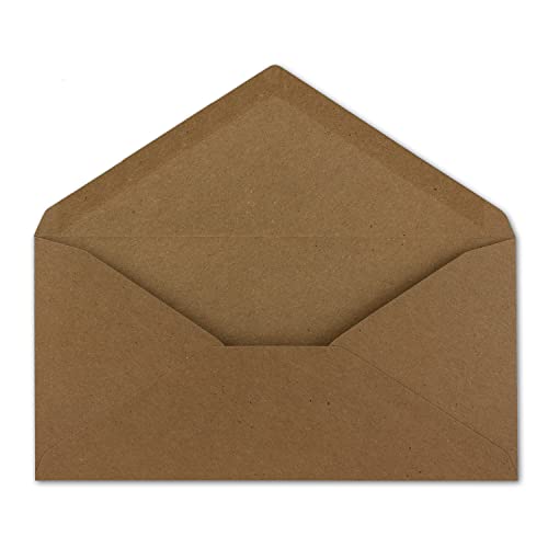 750 DIN Lang Briefumschläge Kraftpapier Braun 22 x 11 cm -120 g/m² Nassklebung Post-Umschläge ohne Fenster ideal für Weihnachten Grußkarten Einladungen von Ihrem Glüxx-Agent von Glüxx-Agent