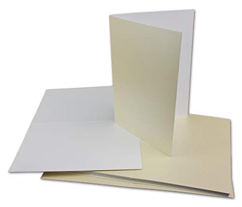 90x Klappkarten blanko mit Umschlag - DIN A6 / C6 Creme matt glänzend - Faltkarten A6 10,5 x 14,7 cm mit Briefumschläge C6 11,5 x 16 cm - Karten Umschlag Set von Glüxx Agent von Glüxx Agent