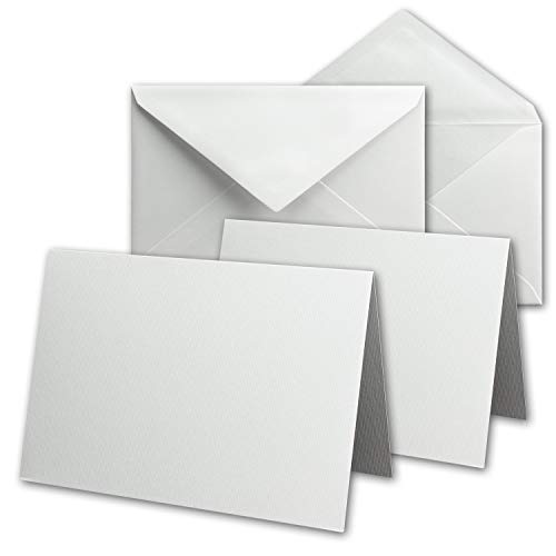 DIN B6 Karten-Set aus 200 Klapp-Karten blanko mit 200 Brief-Umschlag und 200 Falt-Blatt - Struktur-Leinenpapier - Vintage Grußkarten-Set - von Ihrem Glüxx-Agent von Glüxx-Agent