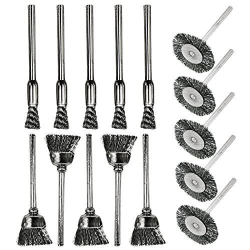 GmeDhc Drahtbürstenaufsatz Bohrmaschine Set, 15 Stück Drahtbürste Set für Bohrmaschine, Rostbürste Set, dauerhaft drahtbürsten aufsatz akkuschrauber zum Entrosten, Entgraten, Polieren verwendet von GmeDhc