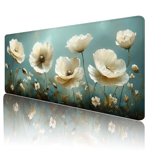 Gaming Mauspad Blau Mousepad XXL 900x400 mm einfach zu reinigen,Maschinenwaschbar Mouse pad Weiß Großer Erweiterter Schreibtischunterlage Mouse mat, Verbessert Präzision und Geschwindigkeit, Y-78 von Gmeignl
