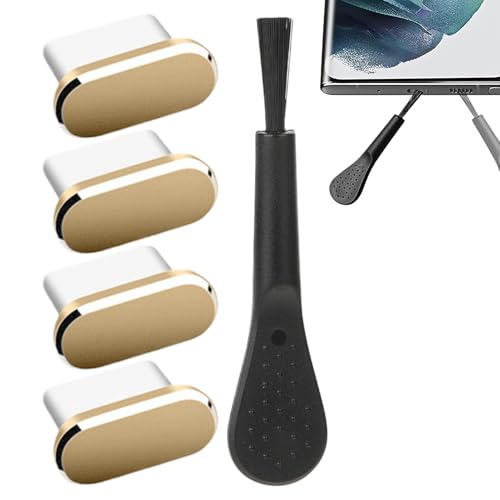 Gmokluytw Staubschutzstopfen,Antistaub-Port-Schutzset 4er Pack - Anschlusschutz mit Reinigungsbürste für Tablet Zuhause Camping Reisen Outdoor-Aktivitäten von Gmokluytw