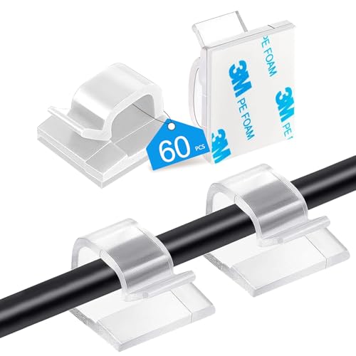 GmwyCzV 60 Stück Kabelhalter Selbstklebend, Outdoor Klebehaken, Selbstklebende Clip für Lichterketten, Mini Kabelführung Organizer, Schreibtisch Kabelclips, für Zuhause, Büro, Outdoor - Transparent GmwyCzV 60 Stück Kabelhalter Selbstklebend, Outdoor Klebehaken, Selbstklebende Clip für Lichterketten, Mini Kabelführung Organizer, Schreibtisch Kabelclips, für Zuhause, Büro, Outdoor - Transparent von GmwyCzV