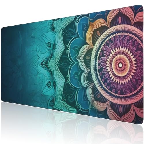 Schreibtischunterlage, Vintage-Mauspad mit Mandala-Blumen, erweitertes großes Gaming-Mauspad für den Schreibtisch, XXL, rutschfeste Gummiunterseite, genähte Kanten, lange Computer-Tastatur, Schreibtischunterlage, Vintage-Mauspad mit Mandala-Blumen, erweitertes großes Gaming-Mauspad für den Schreibtisch, XXL, rutschfeste Gummiunterseite, genähte Kanten, lange Computer-Tastatur, von Gnhkmw