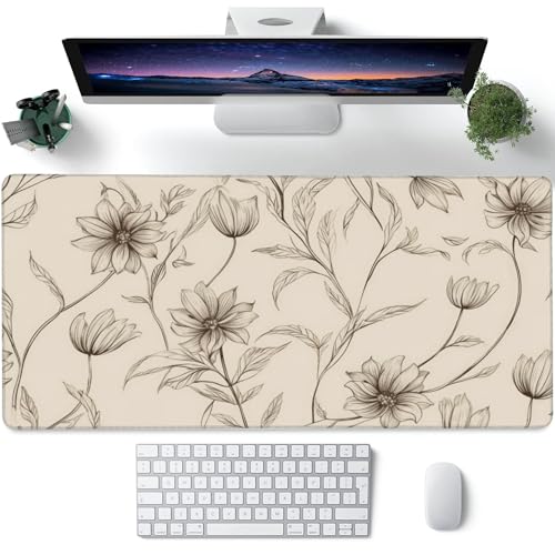 XXL-Mauspad, minimalistische Blumen, großes Gaming-Mauspad, abstrakte Linie, florales Design, Schreibtischunterlage für den Schreibtisch, erweiterte große Computer-Tastatur, Schreibtischunterlage mit von Gnhkmw