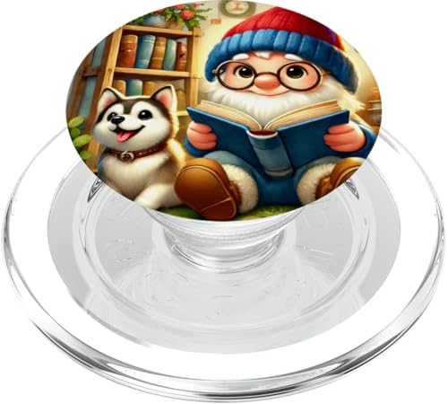 Read A Book Gnome Graphic For Women Men Kids Cute Husky PopSockets PopGrip für MagSafe von Gnome Book Reading Accessories For Book Lovers
