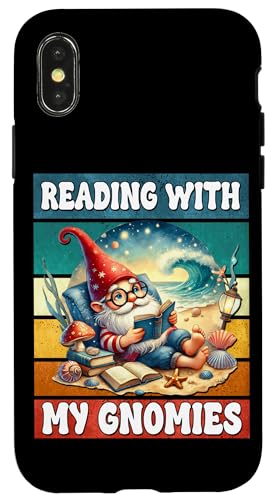 Retro Beach Gnome Reading Book Graphic Funny Teacher Summer Hülle für iPhone X/XS Retro Beach Gnome Reading Book Graphic Funny Teacher Summer Hülle für iPhone X/XS von Gnome Book Reading Accessories For Book Lovers