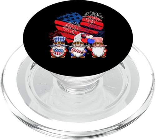 Three Gnomes US Flag Heart Shape 4th Of July Fireworks PopSockets PopGrip für MagSafe Three Gnomes US Flag Heart Shape 4th Of July Fireworks PopSockets PopGrip für MagSafe von Gnomes 4th Of July Costume