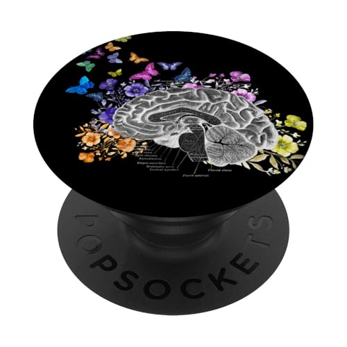 Anatomische Grafik des Gehirns mit Blumen und Schmetterlingen PopSockets Klebender PopGrip Anatomische Grafik des Gehirns mit Blumen und Schmetterlingen PopSockets Klebender PopGrip von Gnosis Picture Archive