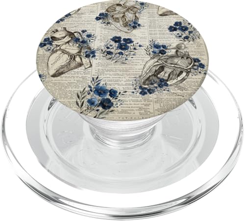 Kardiologie Herz Anatomie mit blauem Blumenmuster PopSockets PopGrip für MagSafe von Gnosis Picture Archive