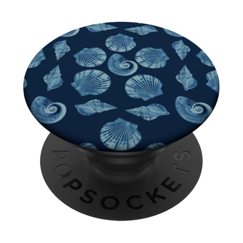 Strand-Designs mit marineblauen Muscheln PopSockets Klebender PopGrip Strand-Designs mit marineblauen Muscheln PopSockets Klebender PopGrip von Gnosis Picture Archive