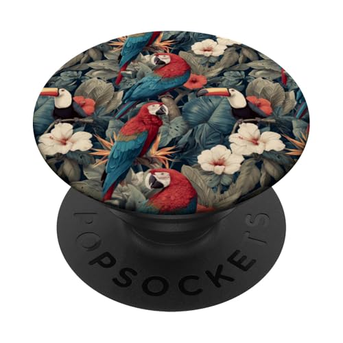 Tropisches Design mit Ara und Tukan PopSockets Klebender PopGrip von Gnosis Picture Archive