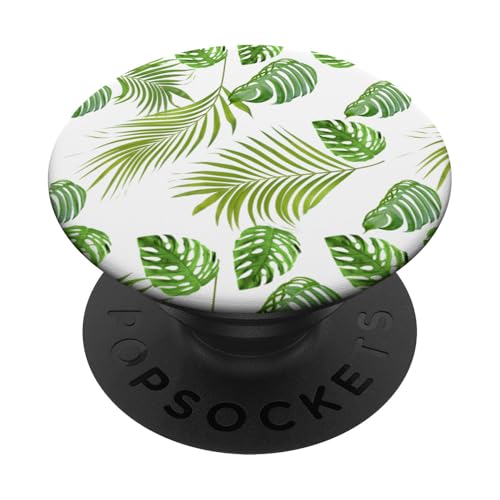 Tropisches Thema Monstera und majestätische Palmenblätter Grafik PopSockets Klebender PopGrip von Gnosis Picture Archive